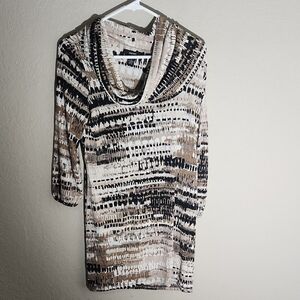 Alfini Dress Womens size S Black Tan cowl neck